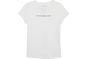 Tommy Hilfiger Girls Short Sleeve T-Shirt with Flag Logo, Cotton Blend Tee with Tagless Interior
