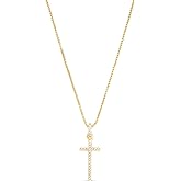 Milla 14K Gold Plated Cross Necklace for Women, Silver Cross Necklaces for Women, 18 inches Chain with Cross Pendant
