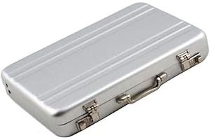 AUSUKY Mini Aluminum Suitcase Briefcase Card Holder Box Case Box (Silver)