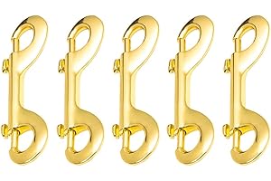 Xihuimay Pack of 5 Double Ended Bolt Snap Hook 3.5" Zinc Alloy Spring Hook Nickel Plated Metal Clips Trigger Chain Clips Multipurpose Hardware Buckle for Horse Tack Dog Leash Garage Use, Gold
