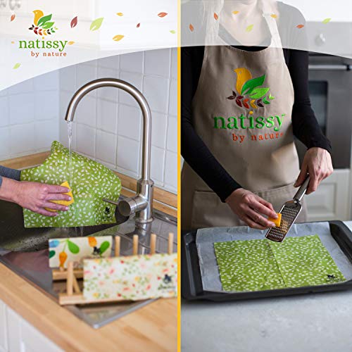 Beeswax Wraps for Food, Set of 6 Organic Bees Wax Paper for Bread, Cheese, Sandwiches; Reusable Bee Wax Wrap for Covering Bowls; Washable Beeswax Paper; Sustainable Beeswax Cloth Cover for Eco Kitchen