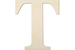 YRONTY 12 Inch Wooden Letters T, 1/5 Inch Thick Blank Unfinished Wood Letter Wooden Sign Board for Painting, Craft and Home Wall Decoration