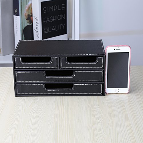 KINGFOM Pu Leather Desktop Organizer For Office Supplies, Desk