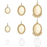 UNICRAFTALE 3 Styles 6 Sets Blank Pendants Making Kits Stainless Steel Pendant Cabochon Settings with Jump Rings Oval Gold Plated Blank Pendants Cabochon for Necklace Jewelry Making