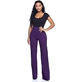 Cemi Ceri Women’s High Waist Wide Leg Dress Pants – Elegant Flared Business Slacks for Office & Casual Wear, Comfortable Work Trousers, Dark Purple, 1X