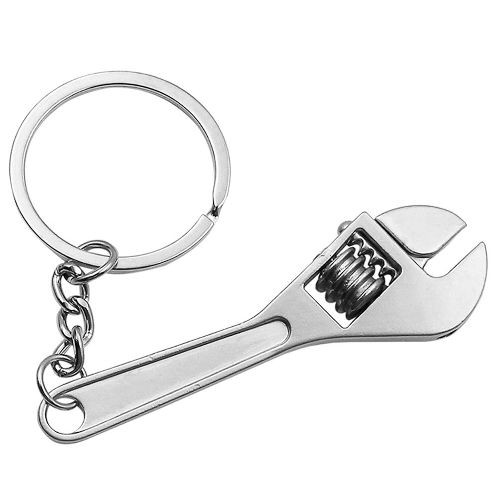 IKAAR Keychain Stainless Steel Creative Mini Adjustable Wrench Key Chain Realistic Machine Tools Model Spanner Key Chain Ring Key Holder