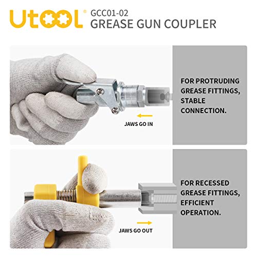 UTOOL New Grease Gun Coupler, Grease Gun Tips Fast to Lock and Release