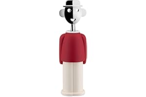 Alessi AAM23 R Alessandro M. - Design Corkscrew in Chrome-Plated Zamak and Thermoplastic Resin, Red and White