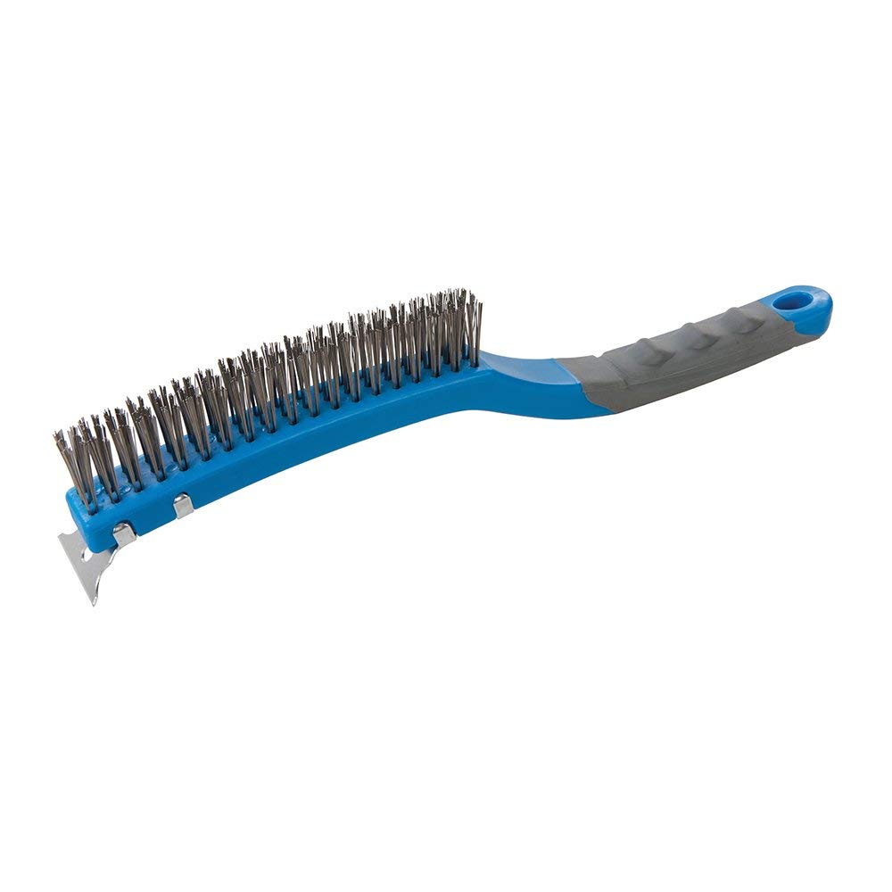 Silverline Stainless Steel Wire Brush with Scraper 3 Row (156914)