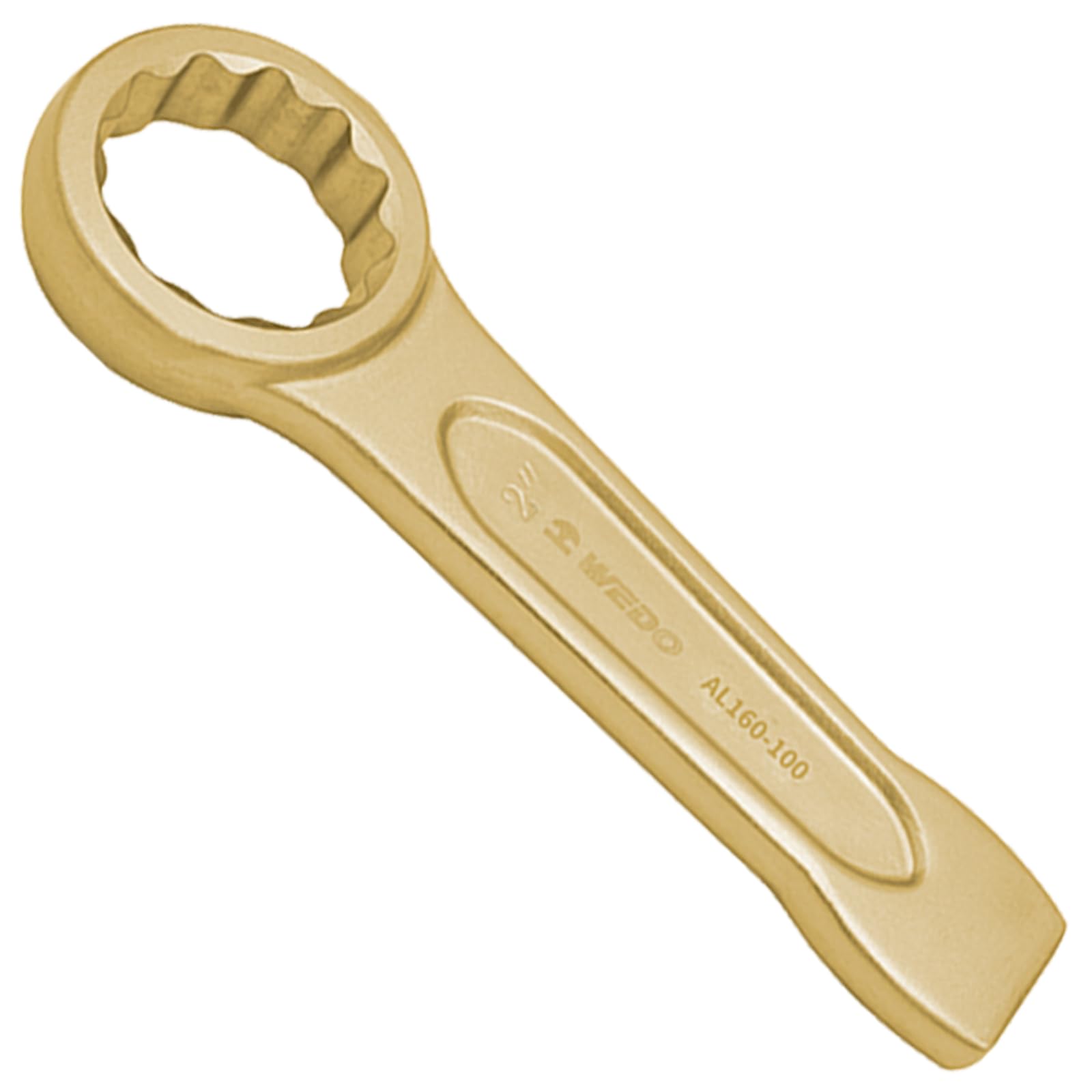WEDO Non-Sparking Striking Box Wrench,50mm Box End Striking Ring Wrench,Length 250mm,Spark-Free Safety Spanner,Aluminum Bronze,Corrosion-Resistance,DIN 7444 Standard, BAM & FM Certificate