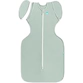 Love to Dream Swaddle Up Transition Bag - Arms Up Position - Light and Ultra Breathable Cotton - Twin Zip - Zip Off Wings - Spring, Summer - Sleep Bag - 0.2TOG - Olive, Medium (6-8.5kg)