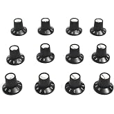 FASTROHY 12Pcs Guitar AMP Knob Amplifier Skirted Knobs Volume Tone Control for Fender, Black