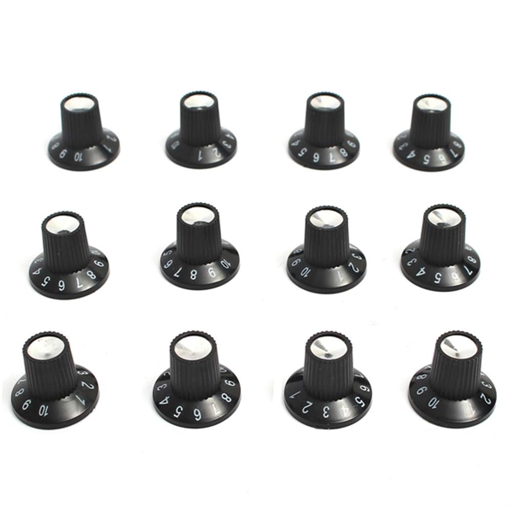 Photo 1 of FASTROHY 12Pcs Guitar AMP Knob Amplifier Skirted Knobs Volume Tone Control for Fender, Black