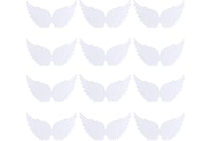 Kisangel 12PCS White Glitter Angel Wings Craft Angel Wings Mini Wings for Ornaments for DIY Costume Backpack Accessary Crafts Decorative Props