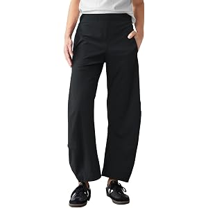 Womens Barrel Travel Pants Elastic Waist Baggy Ankle Pants with Pockets | New Fabric,Relaxed Fit,Ankle Length,High Stretchy,C