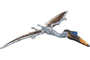 Mattel Jurassic World Dominion Massive Action Dinosaur Figure, Quetzalcoatlus Dino Toy with Attack Motion, Plus Downloadable App & AR