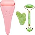 3-in-1 Natural Jade Roller and Gua Sha Set for Face and Eye Ice Roller Facial Cooling Massage Roller