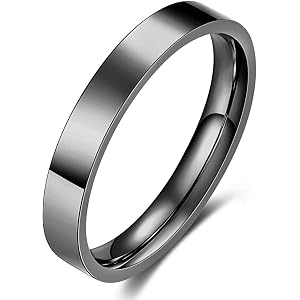 JXDZSPZN Stainless Steel 3mm Thin Flat Polished Wedding Ring | Mirror Polish, 3mm Flat Band, Stackable, Custom Engraving, Siz