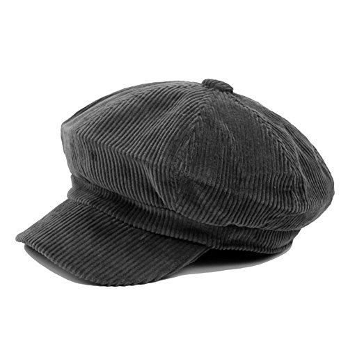 LOCOMO Men Women Cotton Corduroy Plain Color Newsboy Cap Gatsby HatFFH373GRY