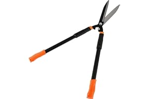TIEMLET Garden Hedge Shears, 31-Inch Adjustable Garden Shears with 14° Angle Precision Blades. For Trimming/Shaping Hedges and Shrubs，Black/Orange