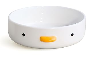 PURROOM Cute Duck 8.6'' Fruit Bowl, Handmade Glaze Large Ceramic Salad Plate, Flat Bottomed Bowl, Home Family, Friend.