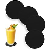 Anti-Slip Reusable Drink Coasters Set - Non Slip Silicone Coasters Protect Desk from Heat and Scratch Damage (4 Pack, Black)