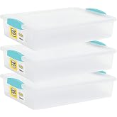 Tribello Plastic Storage Containers With Lids For Organizing, 6 Quarts - (Large - 14 x 11 x 3)