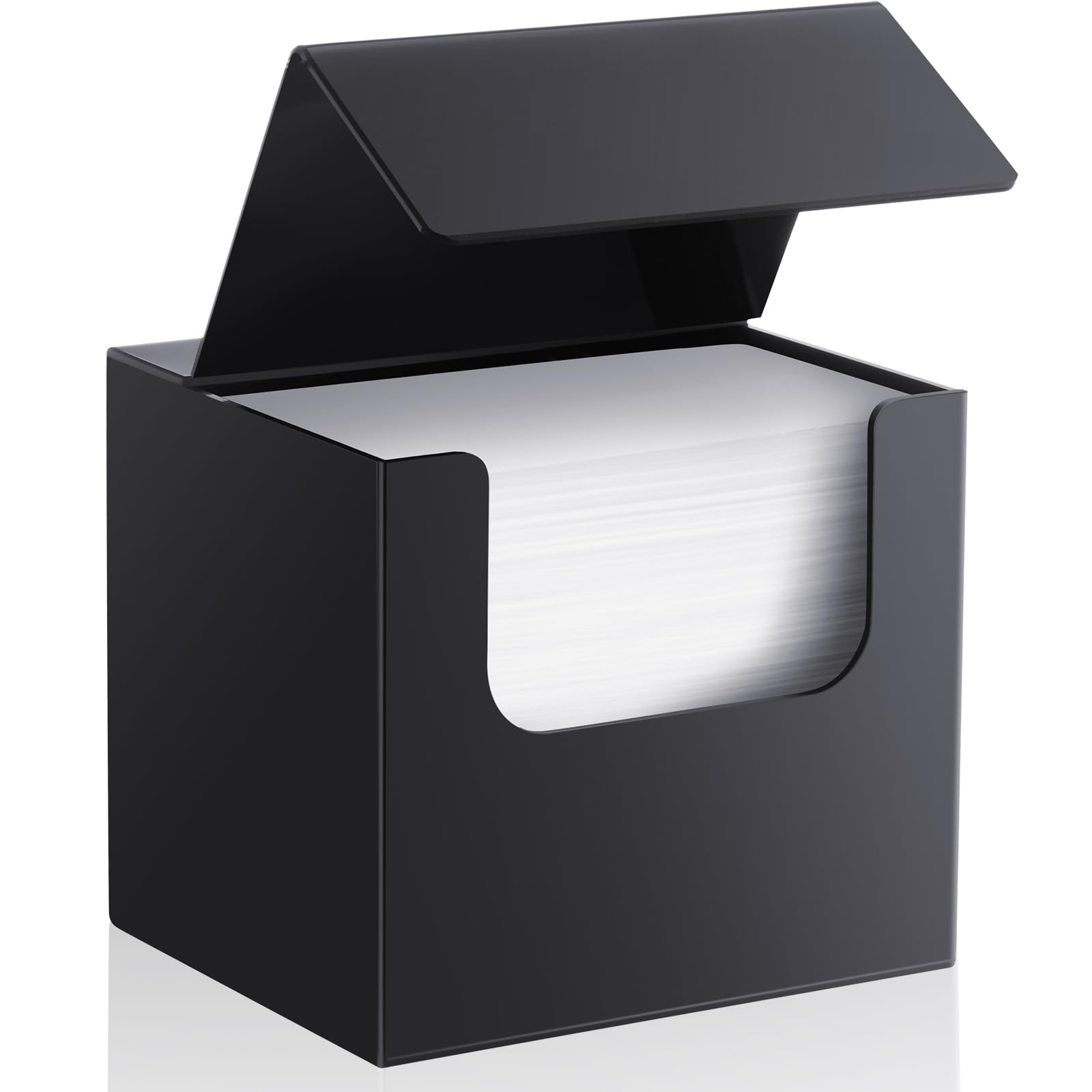 Photo 1 of ***LID IS SLIGHTLY CROOKED STILL FUNCTIONAL ( MANFACTURE DEFECT)*** Briwooody Disposable Face Towel Storage Box Compatible with XL Acrylic Container Wall Mounted Clean Towel Holder for Facial Washcloth Supplies (Black)