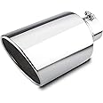 LCGP 4 inch Inlet Diesel Truck Tailtip, 8 inch Outlet Exhaust Tip, 15 inch Length Muffler Tip, Rolled End Angle Cut