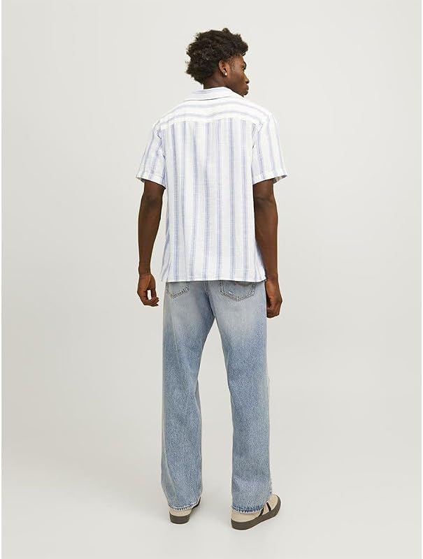Herren Jornoto Stripe Resort Shirt Ss Kurzarmhemd, Cloud Dancer, S