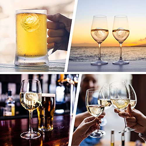 Rose Ice Cube Trays,HIGHMON Silicone Reusable 4X2.3inch Large Ice Balls Maker Mold with Lid And Build-In Funnel,Craft Flower Shape for Cocktails Freezer Whiskey Bourbon DIY Homemade Juice