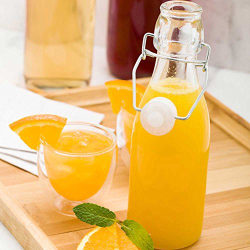 Restaurantware 9 Ounce Swing Top Glass Bottles, 10 Airtight Seal Glass