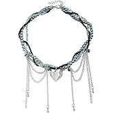 Efficewery Dainty Choker Necklaces for Women - Statement Chain Necklace with Dangling Tassels, Adjustable Collar Jewelry Chunky Chain Design Necklace for Her