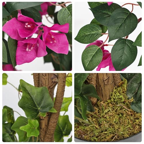 Villa Como 150cm Artificial Bougainvillea Tree with Flowers in Pot, 5FT Faux Blooming Tree for Indoor Outdoor Home Office Patio Balcony Wedding Decoration