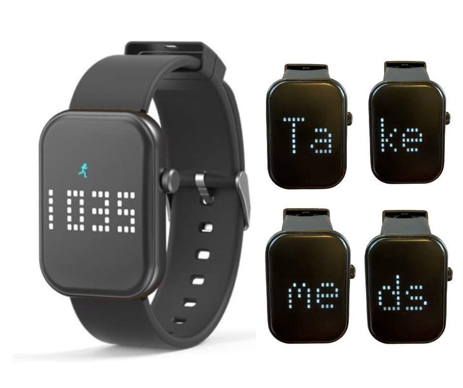 Pivotell Vibratime Smart Pill Reminder Watch: Vibrating Pill Reminder Daily Alarm Watch with PERSONALISED MESSAGE on screen at alarm time