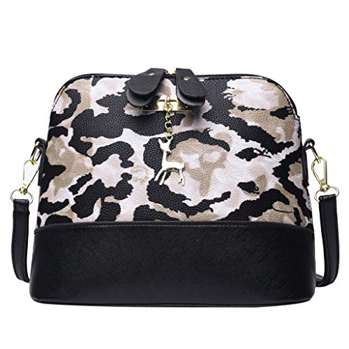 Women Bag，MaxFox Ladies Leopard Print Fawn Pendant Shell Zipper Crossbody Shoulder Bag Messenger Bag