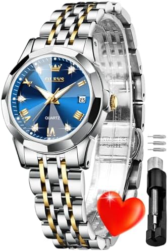 Amazon.com: OLEVS Blue Womens Watch Fashion Dress Diamond  display picture 3