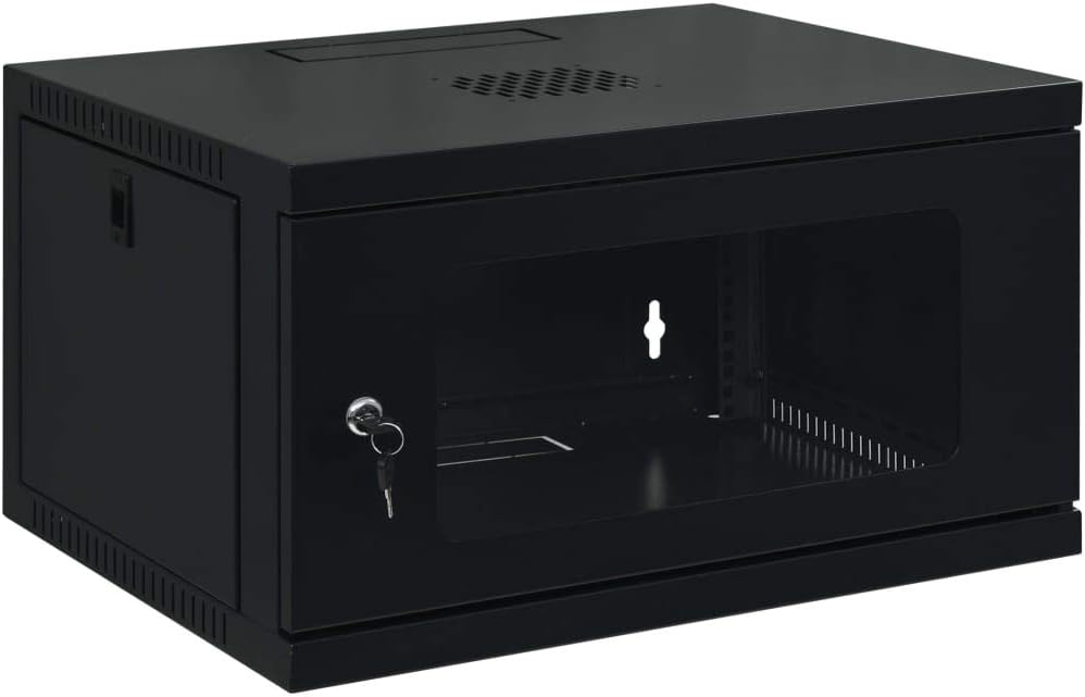 Coffret Mural Réseau 6U 19" IP20 - 600x450x375 Mm, Acier, Porte Verre Verrouillable, Pour Serveur/rack
