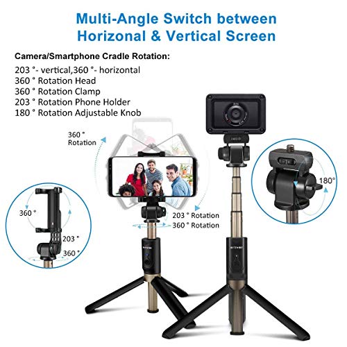 BlitzWolf Selfie Stick Tripod with Bluetooth Remote for Gopro iPhone x