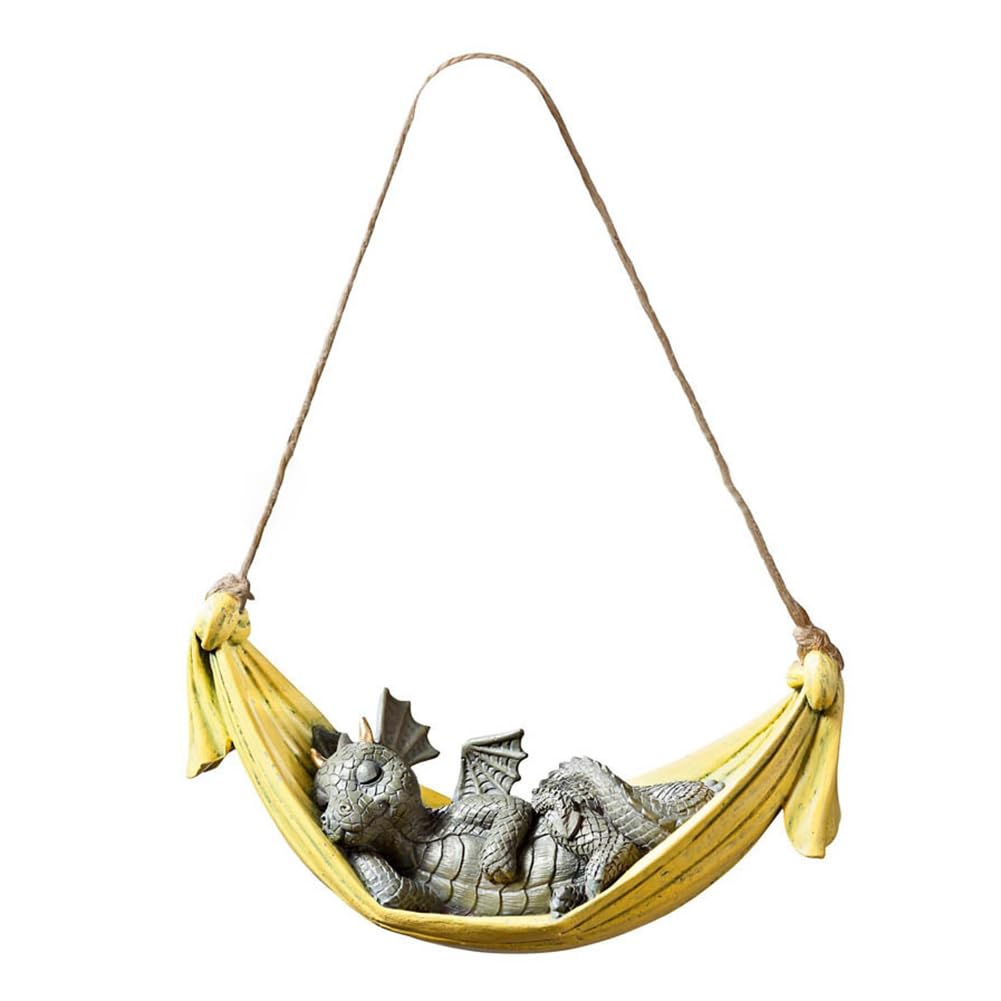 Pojedehy Bed Dinosaur Ornaments Pendant Garden Resin Decoration Garden Interior Decoration (Yellow)