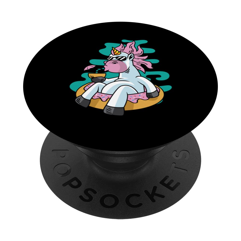 Unicorn Eating Donut Swimmer PopSockets Swappable PopGrip