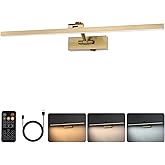 Wireless Picture Lights for Wall Battery Operated, Brass Art Lighting for Paintings Rechargeable Gallery lights with Remote a