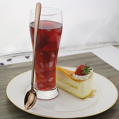 DEALIGHT Long Handle Spoon, 9inch Shake Spoon, Gold Stainless Steel