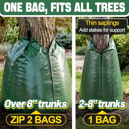 12 Packs Slow Release Tree Watering Bags - 20 Gallon Zippered Automatic Drip Irrigation Bags for New Planted and Transplanted Trees