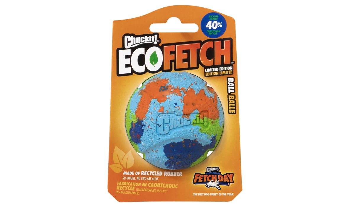 Chuckit! ECO Fetch Dog Ball – Durable Recycled Rubber Interactive Fetch Toy, Compatible with Launcher, Medium (Pack of 1)