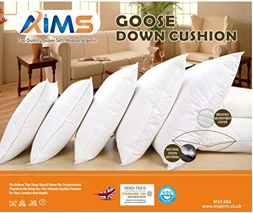 SAIF GOOSE Feather Down 2pk Pair Cushions 40x40cm Continental Hypoallergenic White Square Insert Luxury Deluxe Best Hotel Quality Super Soft Cosy Anti Allergy Computer Quilted,Self-fabric