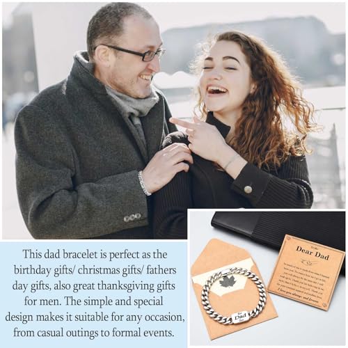 EYQV Dad Grandad Daddy Son Brother Husband Boyfriend Grandson Uncle Gifts, Engraved Bracelet Gifts for Men Boys, Best Gift for Birthday Christmas Fathers Day Valentines Day Stocking Fillers for Men