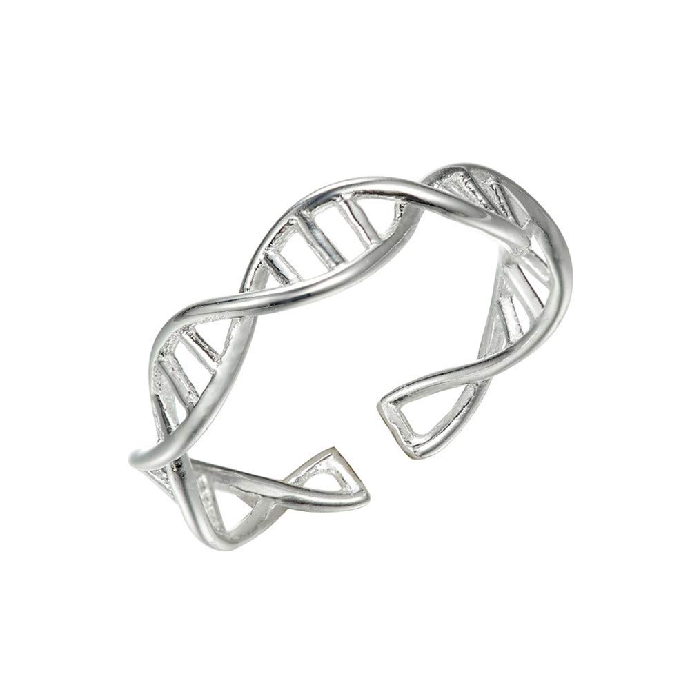 Chereda 925 Silver Adjustable Midi Finger Knuckle Thumb Stacking DNA Ring