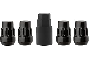 DPAccessories Black M12x1.50 Lug Nut Locks | Bulge Acorn | 36mm (1.4") Tall | 19mm (3/4") & 21mm (13/16") Hex | Set of 4 Locks / 1 Key | LCB3L6HE-BK04LK4