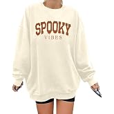 BANGELY Oversized Halloween Sweatshirt Women Spooky Season Pullover Top | Vintage Spooky Vibes Letter Print Long Sleeve Shirt Boo to you Sweatshirt Halloween Graphic Crewneck Tops Casual Sweater